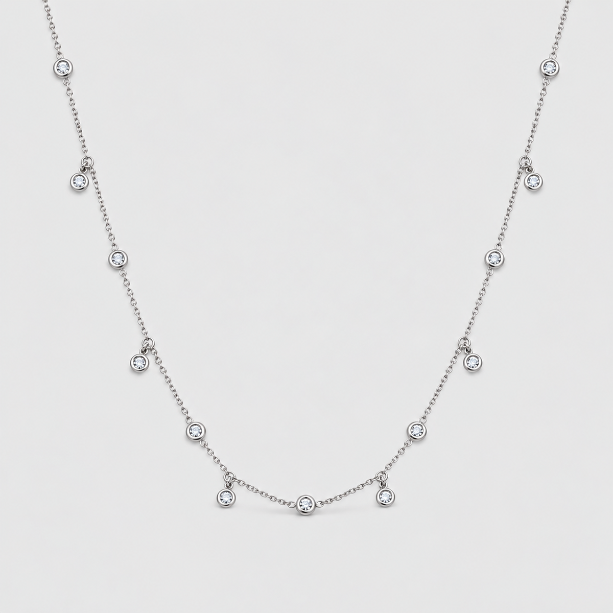 Lab Grown Diamond Round Cut Station Necklace 0.42 Ct. (EF/VVS-VS)