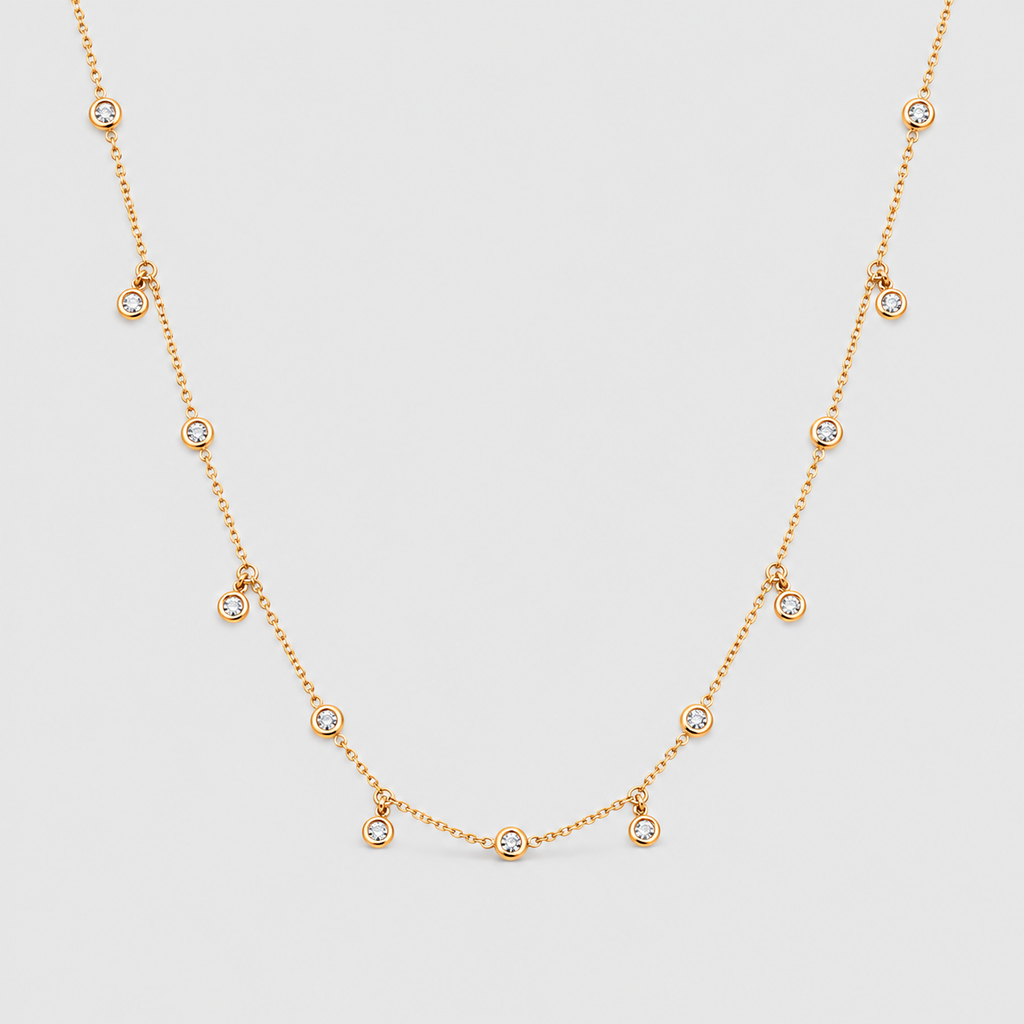 Lab Grown Diamond Round Cut Station Necklace 0.42 Ct. (EF/VVS-VS)