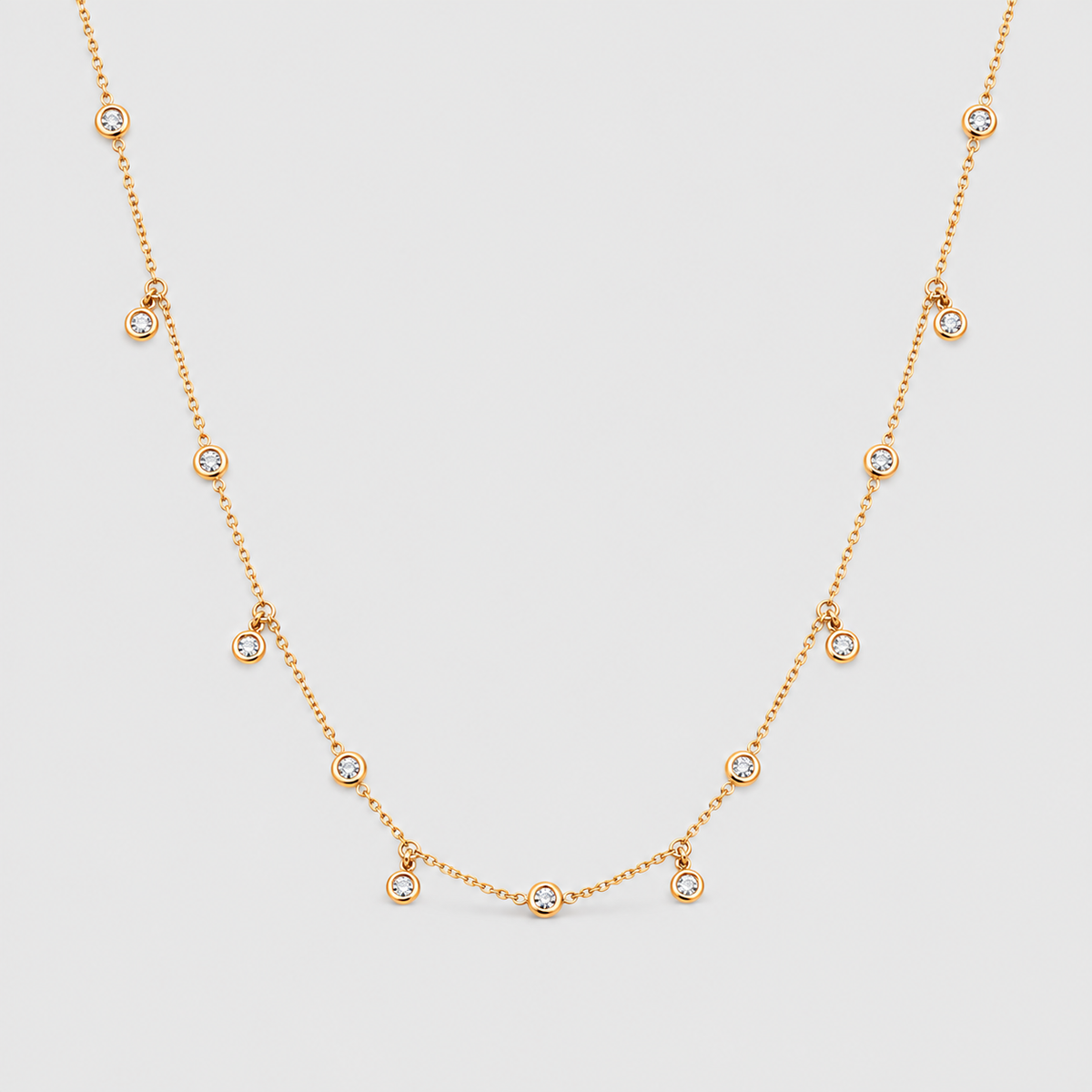 Lab Grown Diamond Round Cut Station Necklace 0.42 Ct. (EF/VVS-VS)
