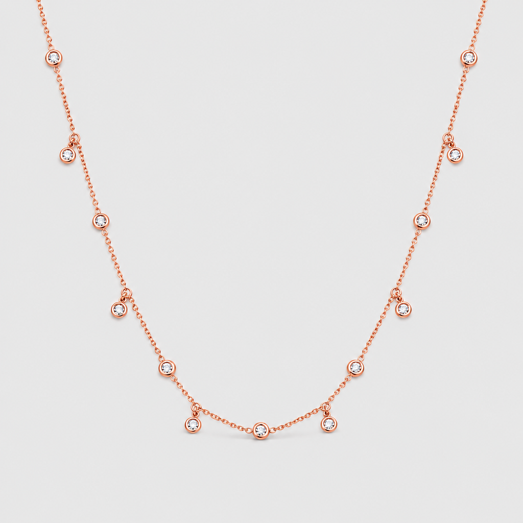 Lab Grown Diamond Round Cut Station Necklace 0.42 Ct. (EF/VVS-VS)