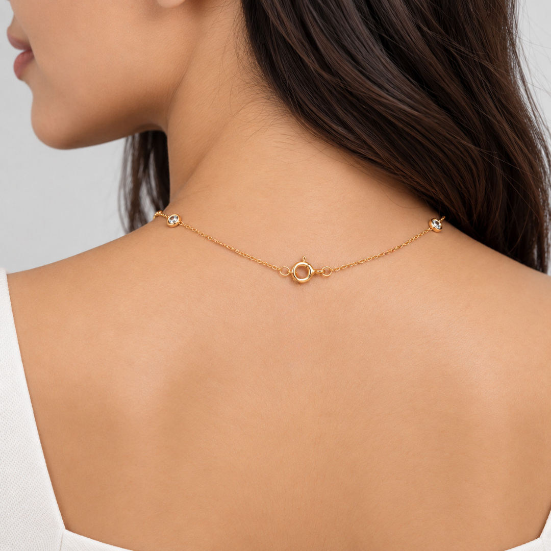 Lab Grown Diamond Round Cut Station Necklace 0.42 Ct. (EF/VVS-VS)
