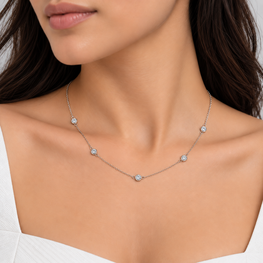 1.09 Ct. Lab Grown Diamond Round Station Necklace (EF/VVS-VS)