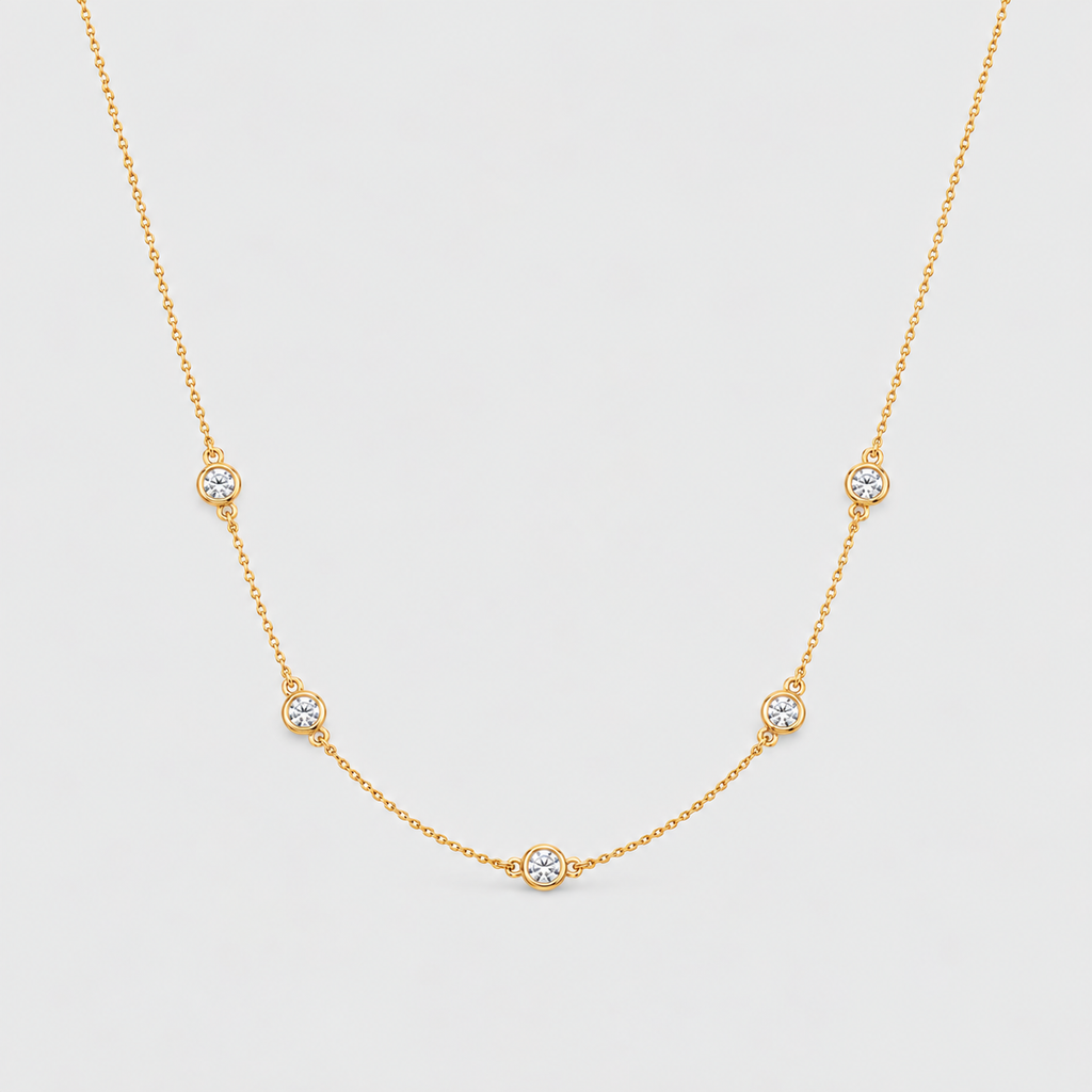 1.09 Ct. Lab Grown Diamond Round Station Necklace (EF/VVS-VS)