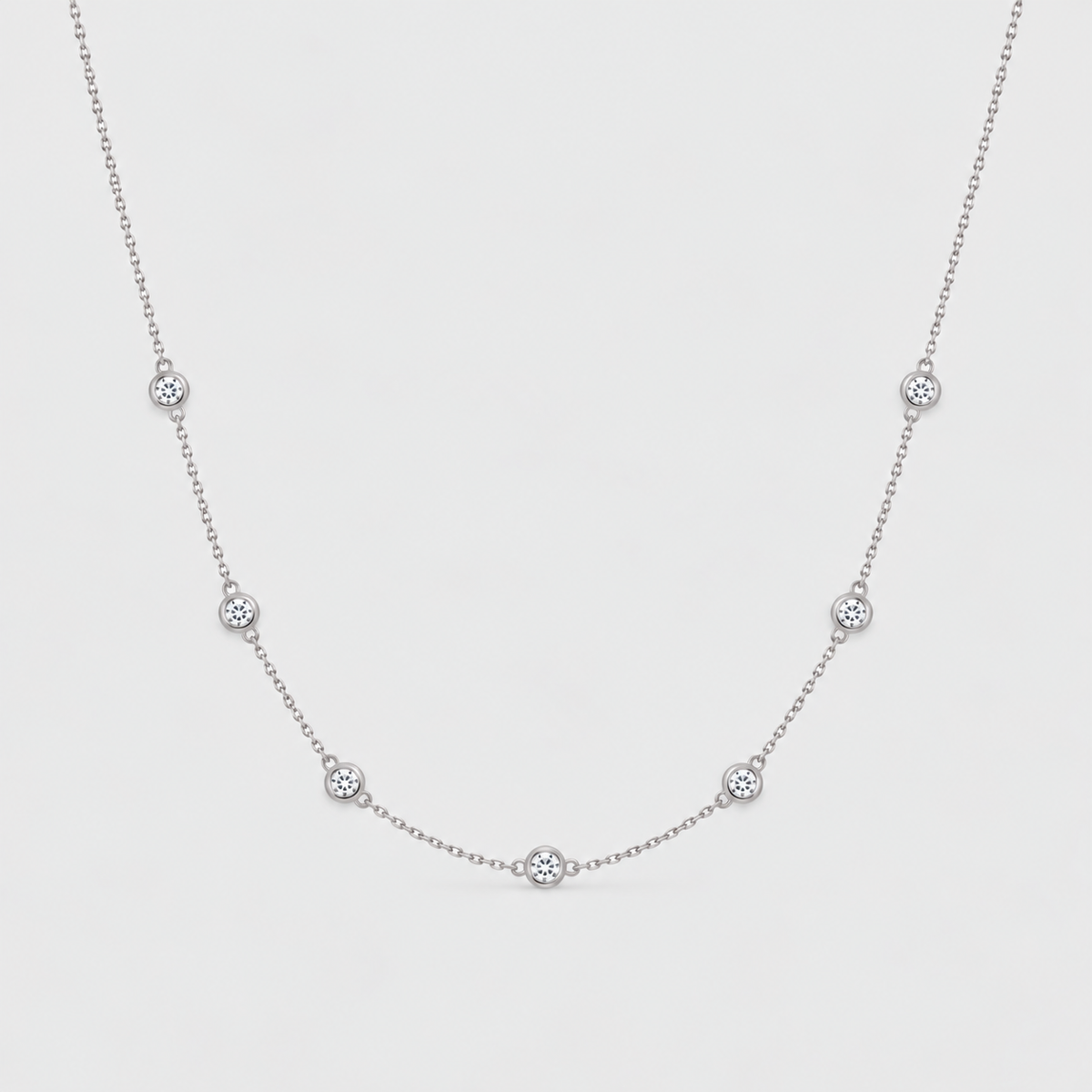 1 Ct. Lab Grown Diamond Station Necklace Round Cut (EF/VVS-VS)