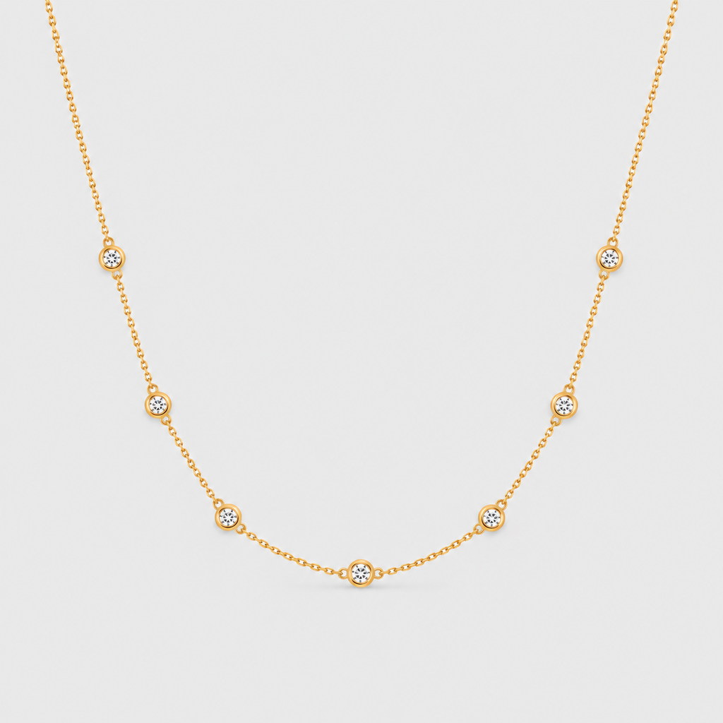 1 Ct. Lab Grown Diamond Station Necklace Round Cut (EF/VVS-VS)