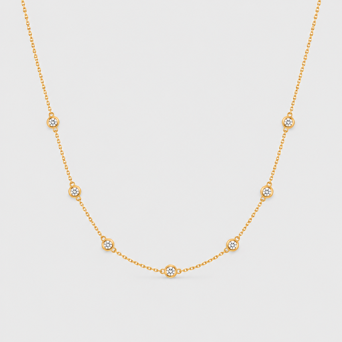 1 Ct. Lab Grown Diamond Station Necklace Round Cut (EF/VVS-VS)