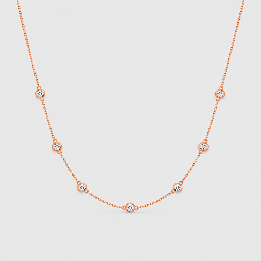 1 Ct. Lab Grown Diamond Station Necklace Round Cut (EF/VVS-VS)