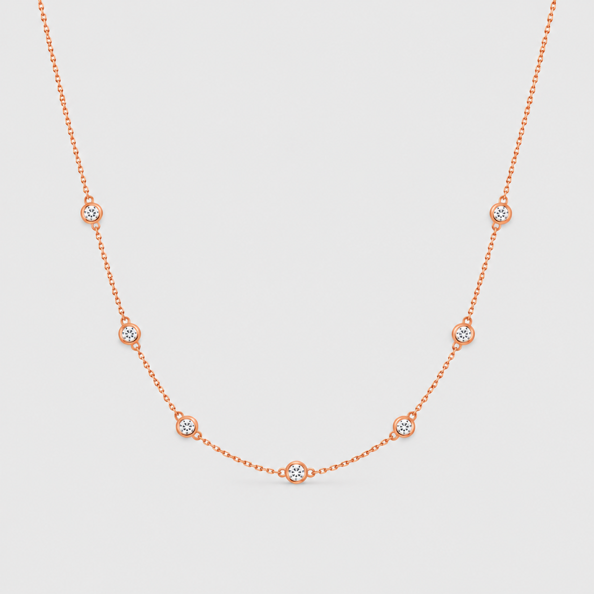 1 Ct. Lab Grown Diamond Station Necklace Round Cut (EF/VVS-VS)