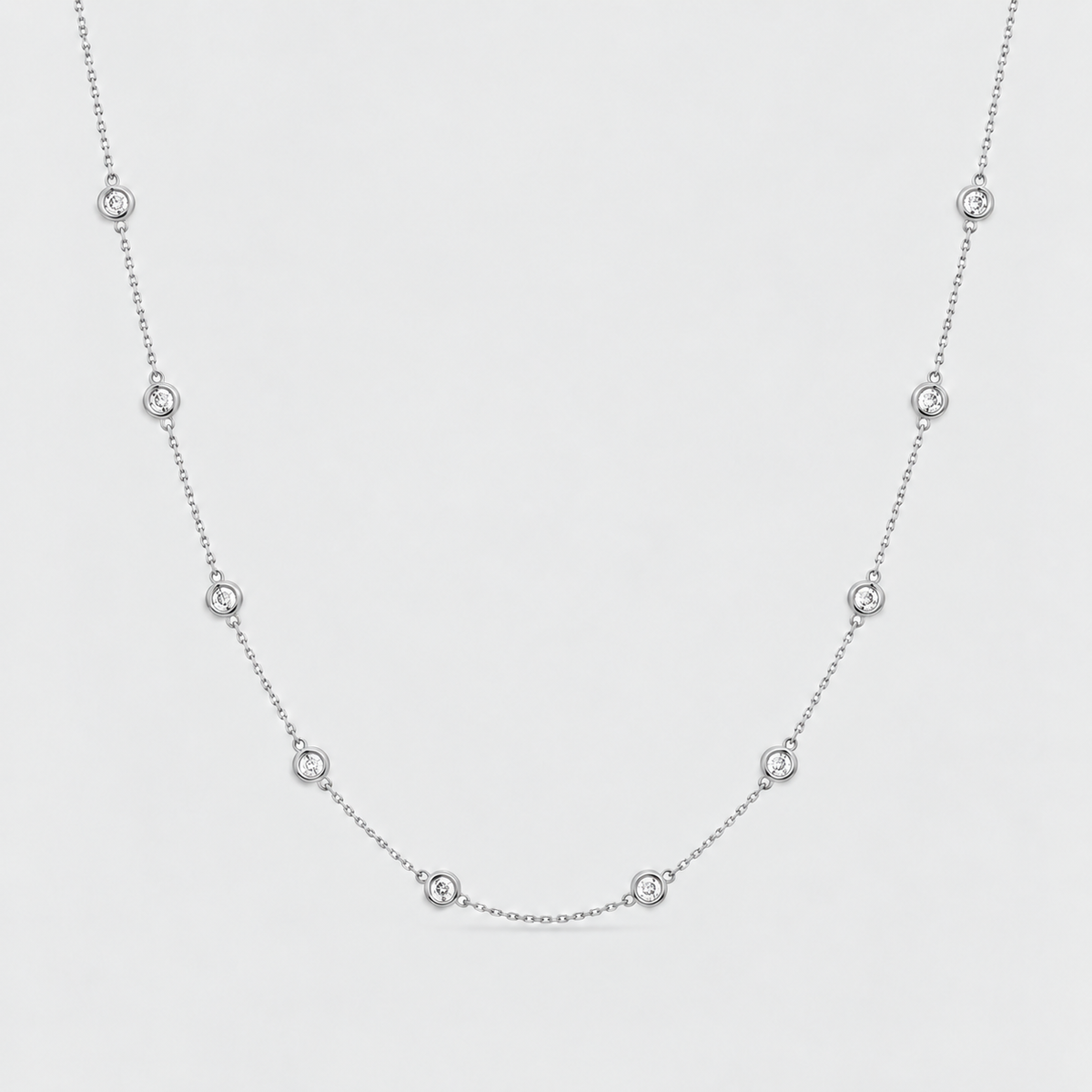 Lab Grown Diamond Station Necklace 0.98 Ct. Round Cut (EF/VVS-VS)
