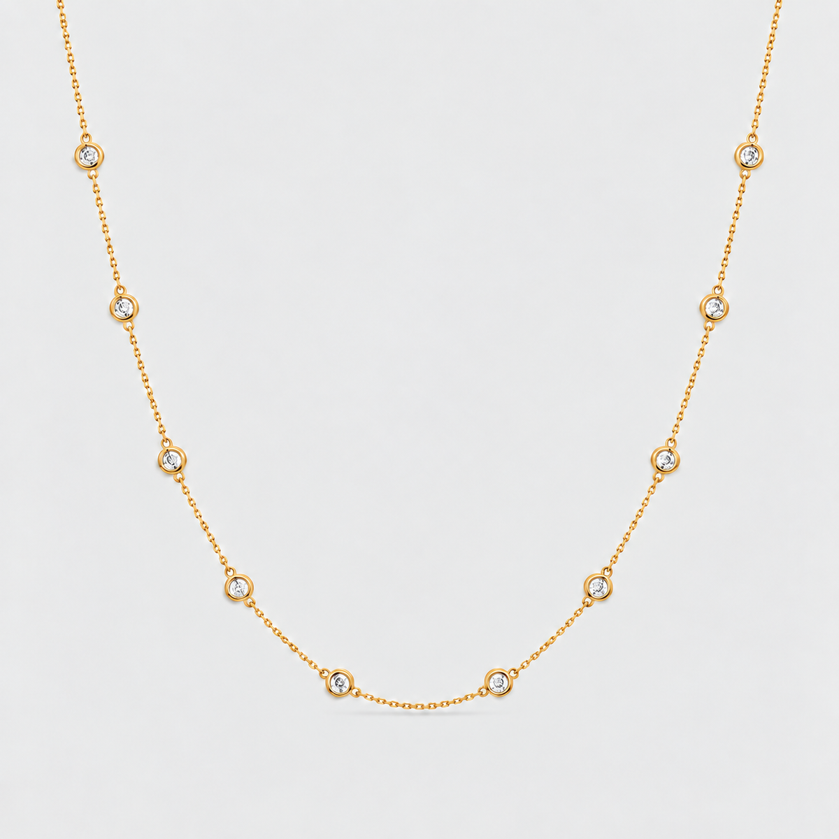 Lab Grown Diamond Station Necklace 0.98 Ct. Round Cut (EF/VVS-VS)