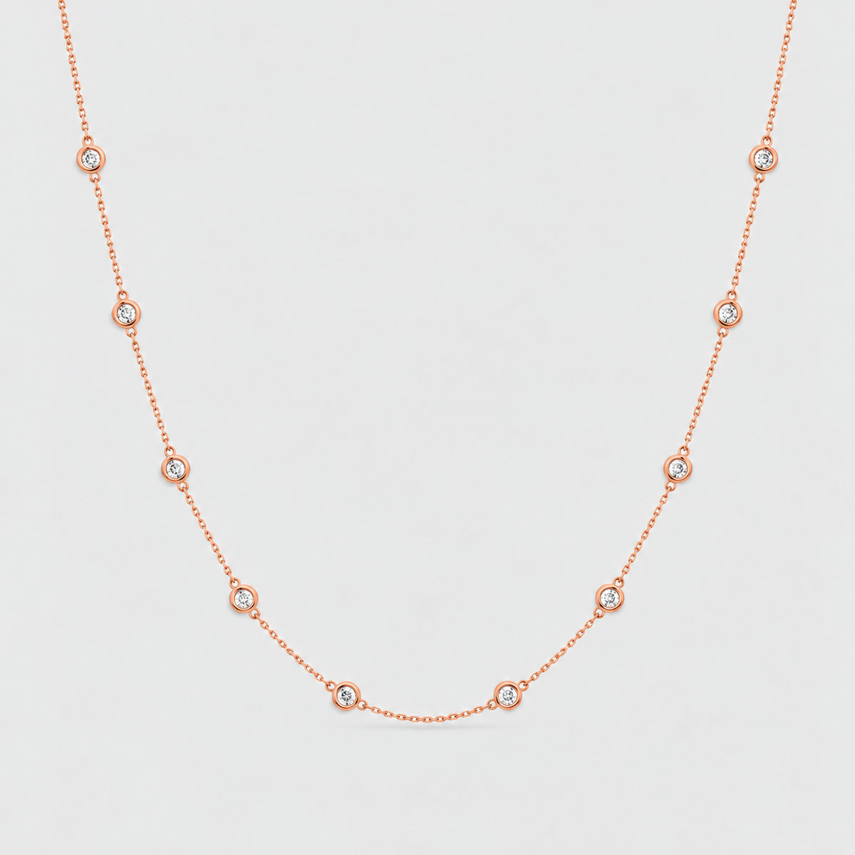 Lab Grown Diamond Station Necklace 0.98 Ct. Round Cut (EF/VVS-VS)