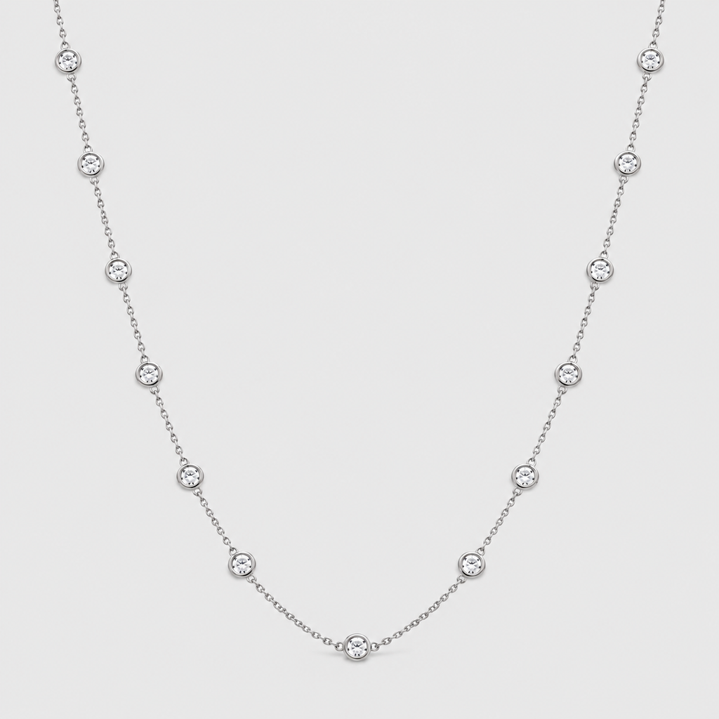 1.42 Ct. Lab Grown Diamond Round Cut Station Necklace (EF/VVS-VS)