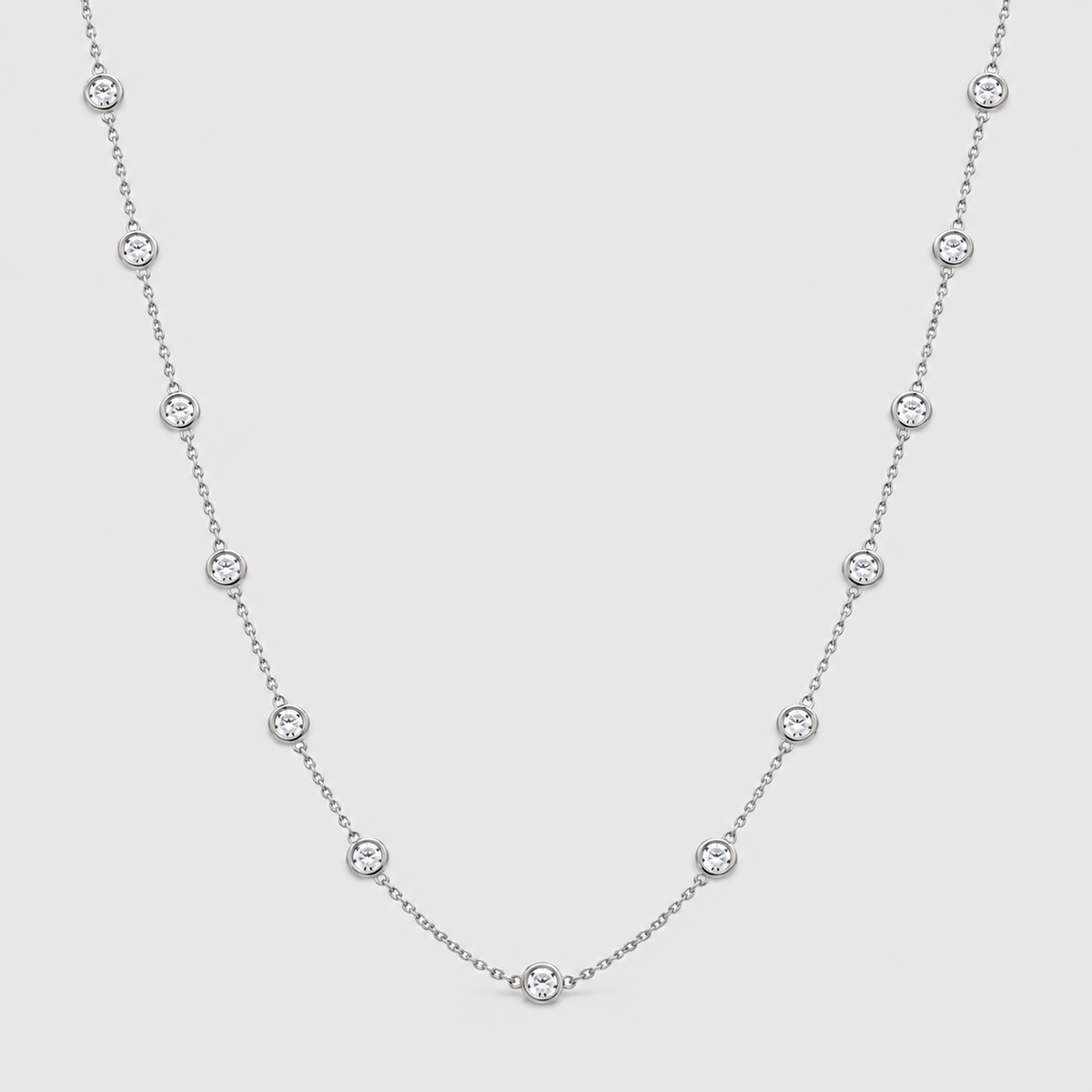 1.42 Ct. Lab Grown Diamond Round Cut Station Necklace (EF/VVS-VS)