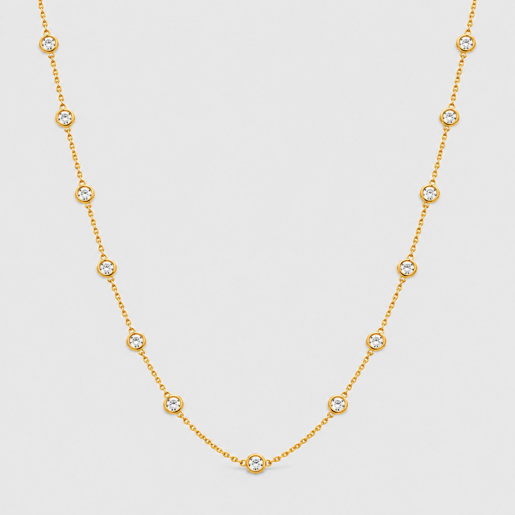 1.42 Ct. Lab Grown Diamond Round Cut Station Necklace (EF/VVS-VS)