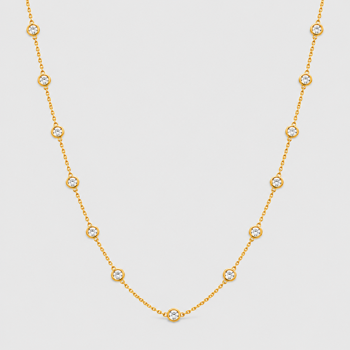 1.42 Ct. Lab Grown Diamond Round Cut Station Necklace (EF/VVS-VS)