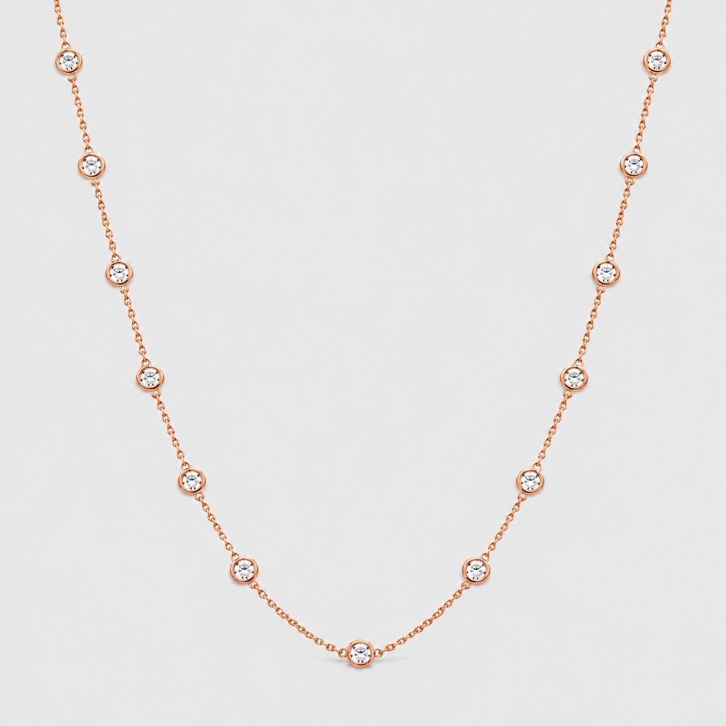 1.42 Ct. Lab Grown Diamond Round Cut Station Necklace (EF/VVS-VS)