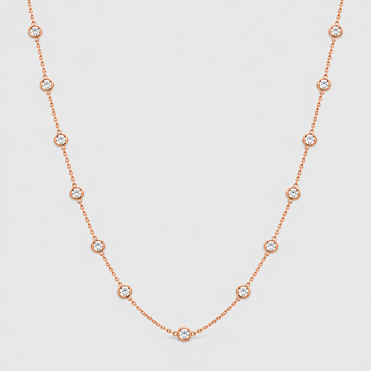 1.42 Ct. Lab Grown Diamond Round Cut Station Necklace (EF/VVS-VS)