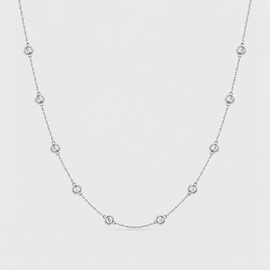 Lab Grown Diamond Round Cut Station Necklace 0.75 Ct. (EF/VVS-VS)