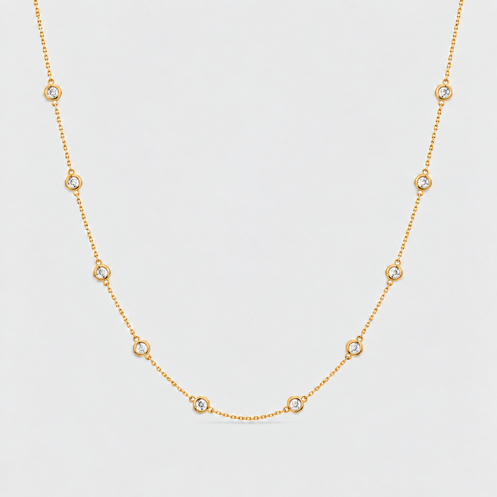Lab Grown Diamond Round Cut Station Necklace 0.75 Ct. (EF/VVS-VS)