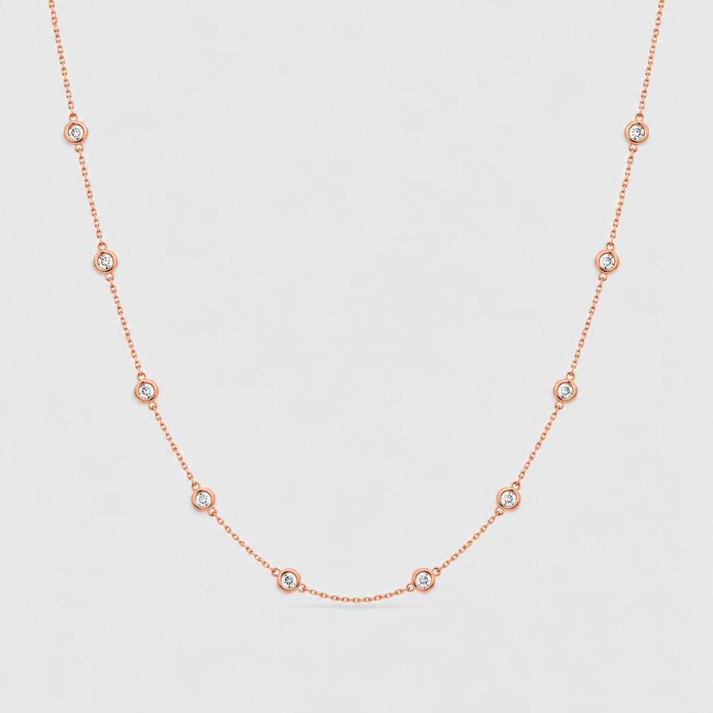 Lab Grown Diamond Round Cut Station Necklace 0.75 Ct. (EF/VVS-VS)