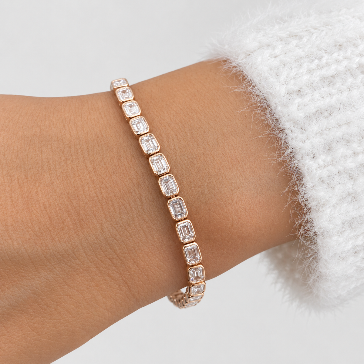 6 Ct Lab Grown Diamond Emerald Cut Tennis Bracelet (EF/VVS-VS)