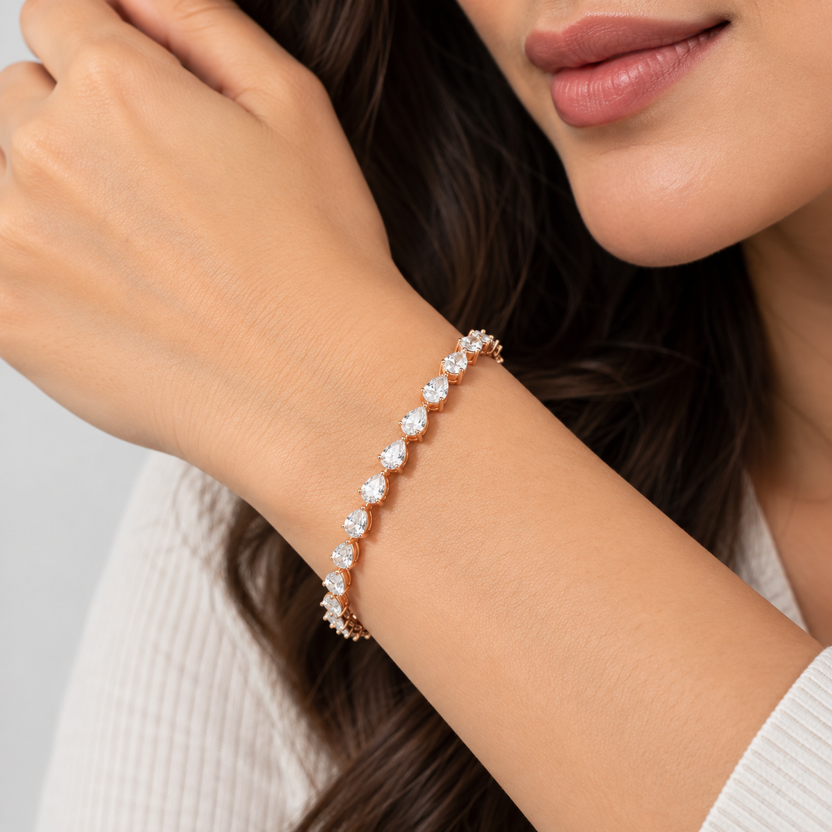 5 Ct. Lab Grown Diamond Pear Cut Tennis Bracelet (EF/VVS-VS)