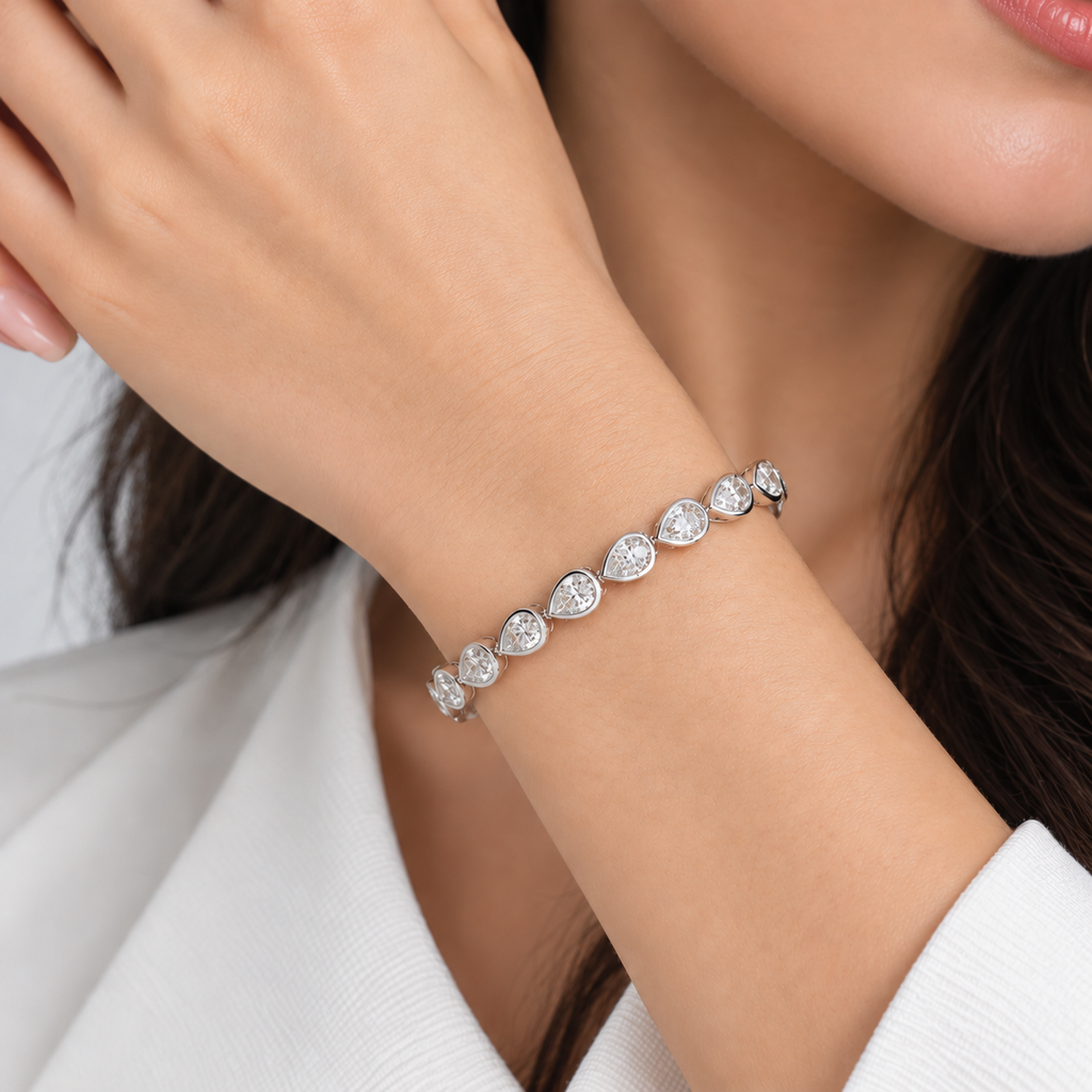 8 Ct. Lab Grown Diamond Pear Cut Tennis Bracelet (EF/VVS-VS)