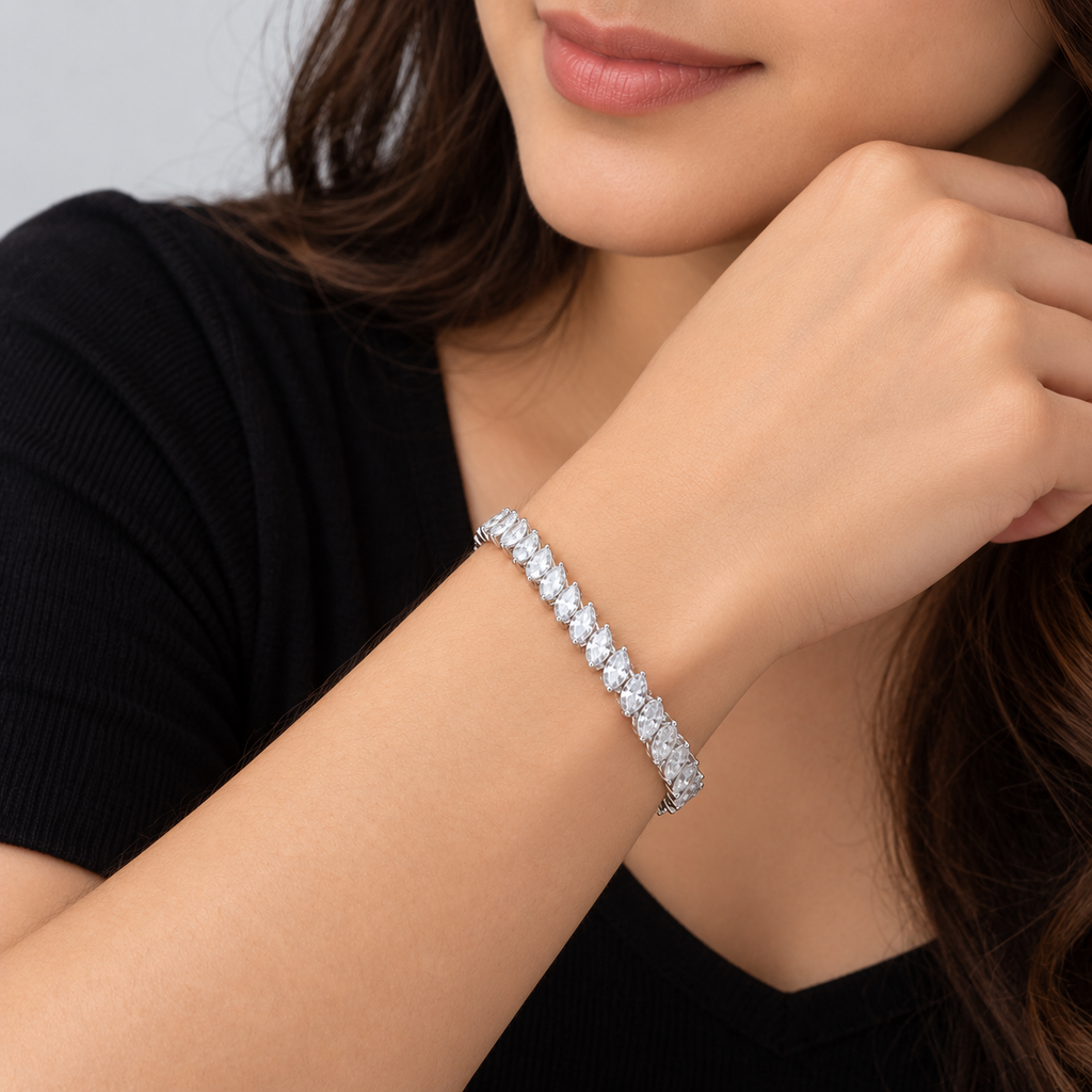 12 Ct. Lab Grown Diamond Marquise Cut Tennis Bracelet (EF/VVS-VS)
