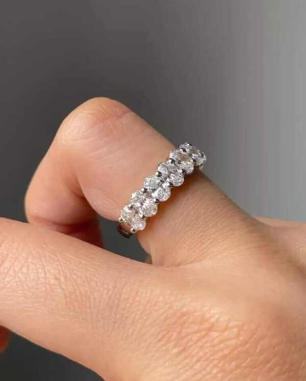 1.25 ct Oval Cut Lab Grown Diamond Half Eternity Band Ring - Image 6