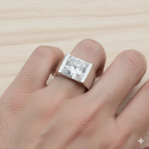 4 ct Princess Cut Lab Grown Diamond Men's Solitaire Ring