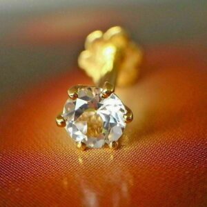 Round Lab Grown Diamond 0.30CT Women's Gift Nose Pin Screw Back 14K Yellow Gold - Image 2