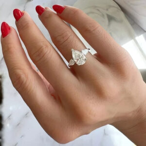 3 ct Pear Cut Lab Grown Diamond Solitaire Ring - Image 2