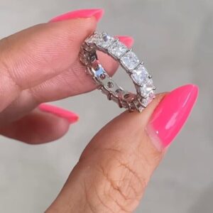 4 ct Cushion Cut Lab Grown Diamond Full Eternity Band Ring - Image 8