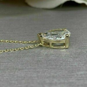 2.50CT Oval Cut Lab Grown Diamond Women's Engagement Gift Pendant With Chain 14K Yellow Gold - Image 8