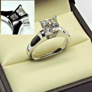 1CT Princess Cut Lab Grown Diamond Women's Valentine Gift Solitaire Ring 14k White Gold - Image 2