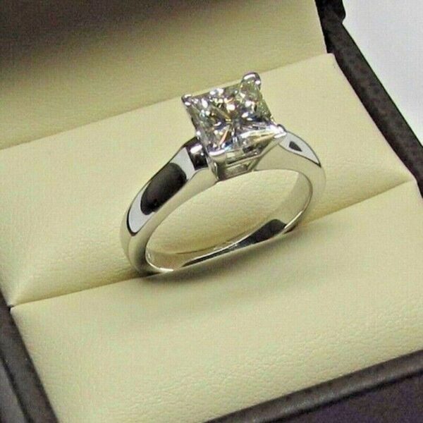 1CT Princess Cut Lab Grown Diamond Women's Valentine Gift Solitaire Ring 14k White Gold