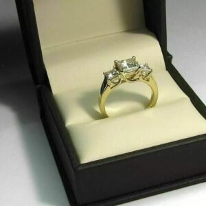 2ct Princess Cut Lab Grown Diamond Women's Birthday Three Stone Ring 14K Yellow Gold - Image 7