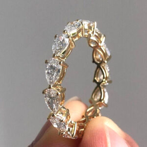 Pear 3CT Lab Grown Diamond Women's Valentine Gift Eternity Band 14K Yellow Gold - Image 2