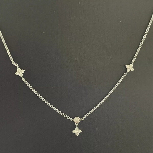 0.90CT Lab Grown Diamond Women's Engagement Gift Station Necklace 14K White Gold