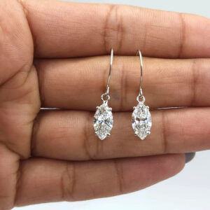 3 ct Marquise Cut Lab Grown Diamond Drop Dangle Earrings - Image 2