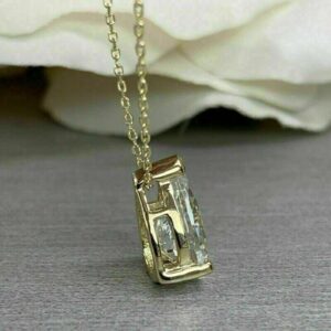 2.50CT Oval Cut Lab Grown Diamond Women's Engagement Gift Pendant With Chain 14K Yellow Gold - Image 3