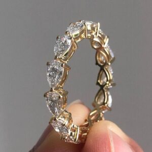 Pear 3CT Lab Grown Diamond Women's Valentine Gift Eternity Band 14K Yellow Gold - Image 7