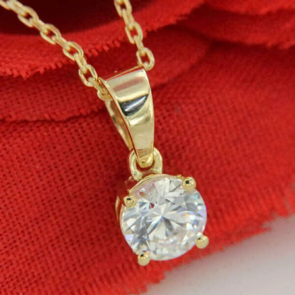 1.50CT Round Cut Lab Grown Diamond Women Engagement Gift Solitaire Pendant 14K Yellow Gold