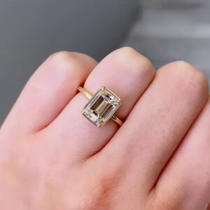 3.50CT Emerald Cut Lab Grown Diamond Women's Valentine Gift 14K Yellow Gold - Image 3