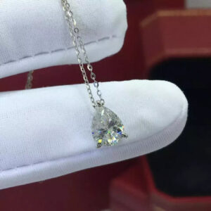 2CT Pear Lab Grown Diamond Women Valentine Gift Solitaire Pendant With Chain14K White Gold - Image 3