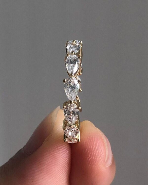 3 ct Pear Cut Lab Grown Diamond Full Eternity Band Ring - Image 11
