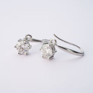 2CT Round Cut Lab Grown Diamond Women's Anniversary Gift Drop Dangle Earring 14K White Gold - Image 4