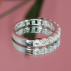 Lovely 1CT Lab Grown Diamond Women's Valentine Gift Half Eternity Band 14K White Gold - Image 3