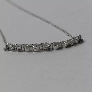 1CT Lab Grown Diamond Women's Wedding Curve Station Necklace 14K White Gold - Image 5