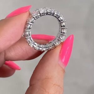 4 ct Cushion Cut Lab Grown Diamond Full Eternity Band Ring - Image 6